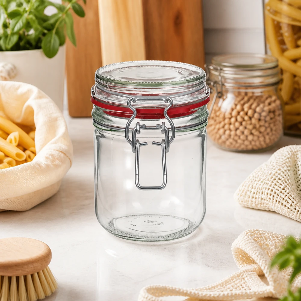 400ml Vorratsglas mit Bügelverschluss aus robustem Glas für professionelle Lagerung und Gewerbeeinsatz