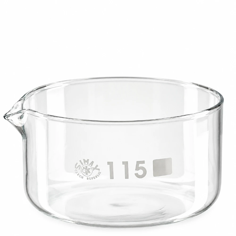 Kristallisierschale 500ml Borosilikatglas mit Ausguss Durchmesser 115mm SIMAX für Labor und Gewerbe