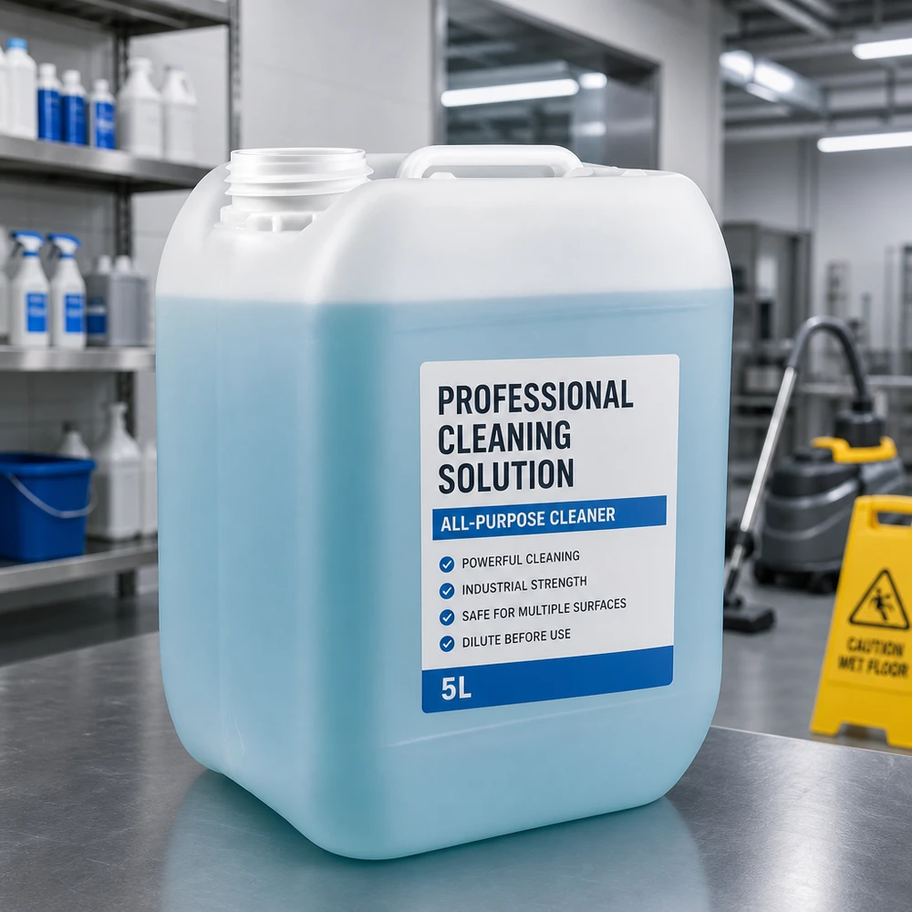 5-Liter-Kanister aus Kunststoff für professionelle Reinigungslösungen im gewerblichen Einsatz