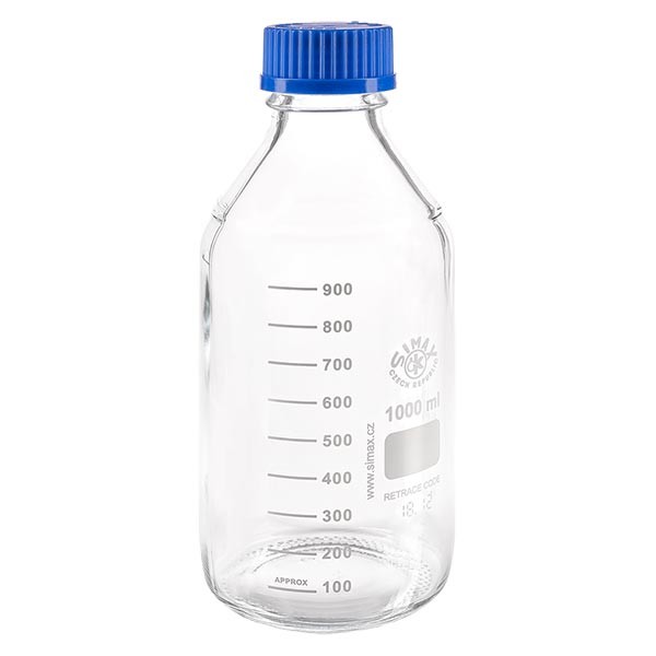 Laborgewindeflasche 1000ml mit Kappe, Borosilikat