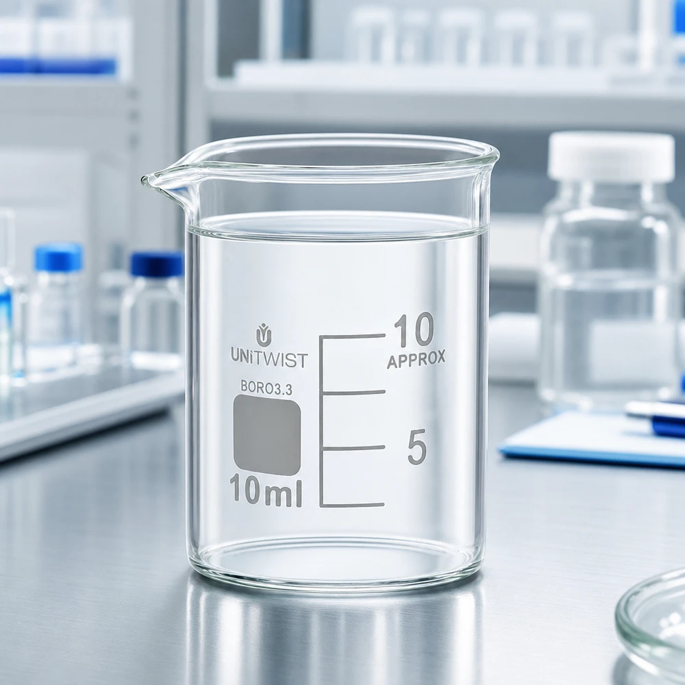 Becherglas 10ml Borosilikat 3.3 niedrige Form UNiTWIST Laborglas für gewerblichen Einsatz