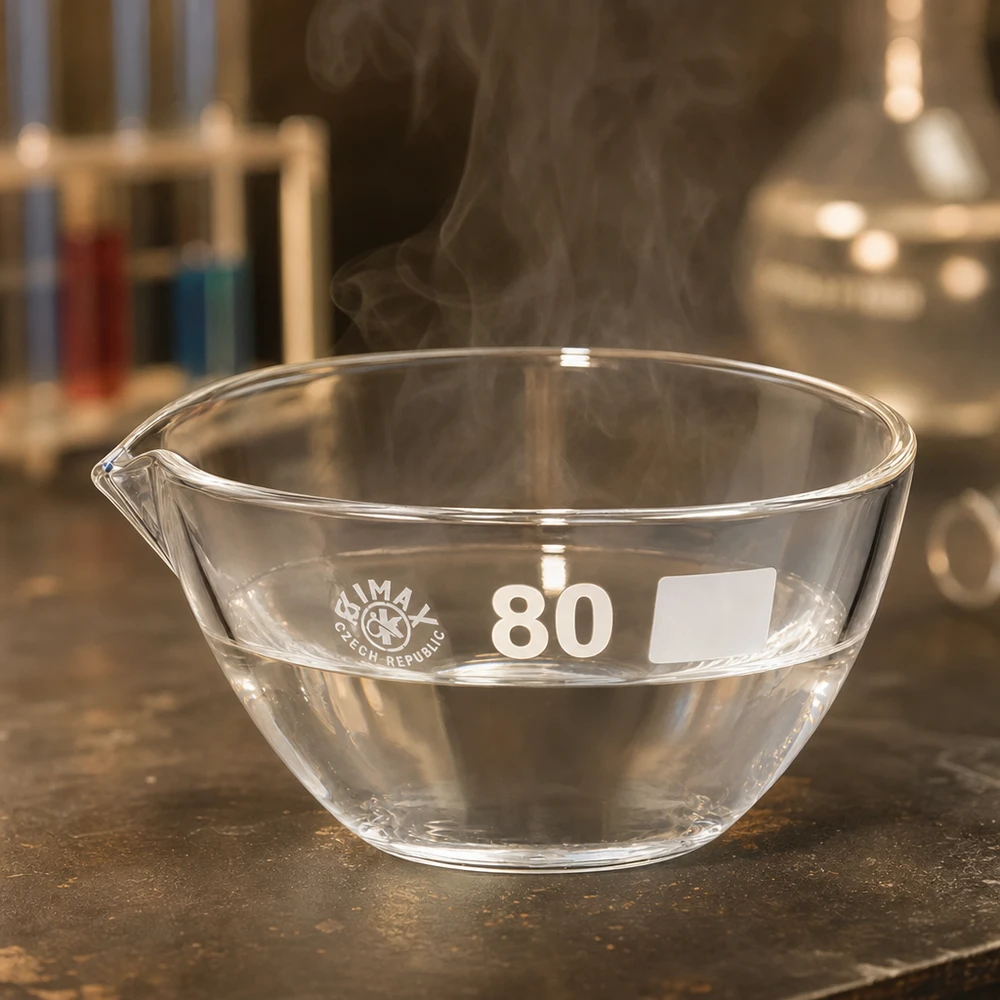 90ml Abdampfschale Borosilikat mit Ausguss ø80mm für professionelle Laboranwendungen bei Pacadura.de