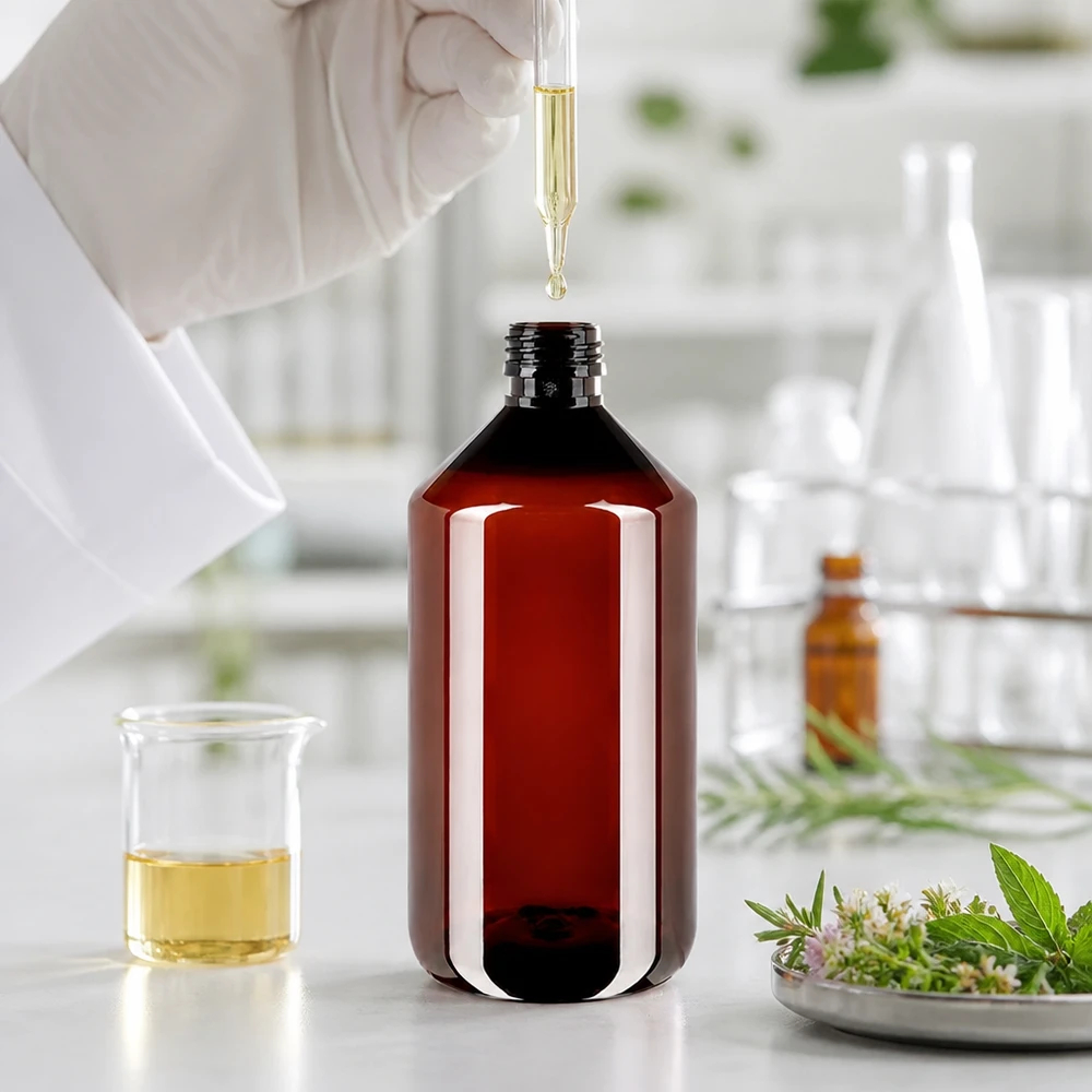PET Flasche 750ml PP28 braun ohne Verschluss für professionellen Einsatz im Labor und Fachhandel
