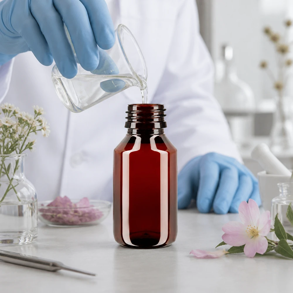 PET Flasche 50ml PP28 braun ohne Verschluss für professionelle Abfüllung im Labor