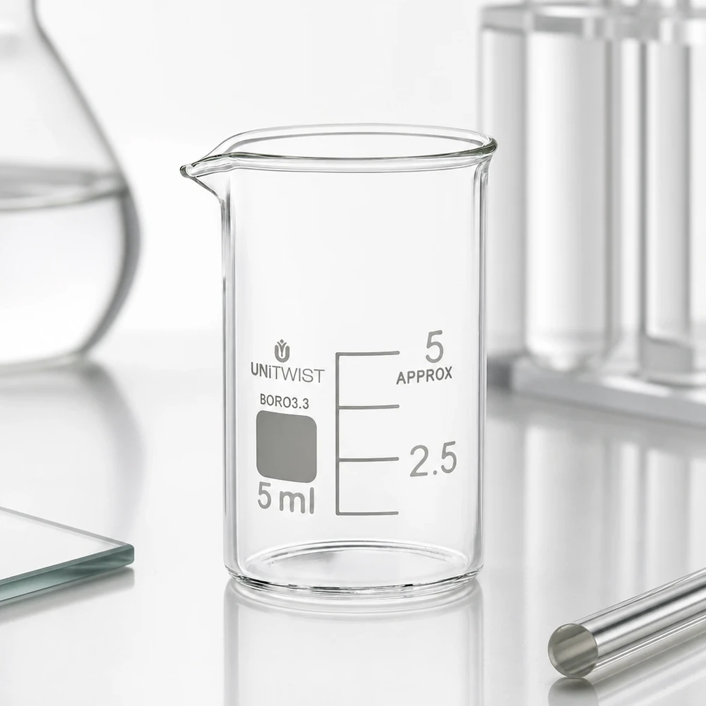 Becherglas 5ml Borosilikat 3.3 niedrige Form UNiTWIST für Labor und Gewerbe