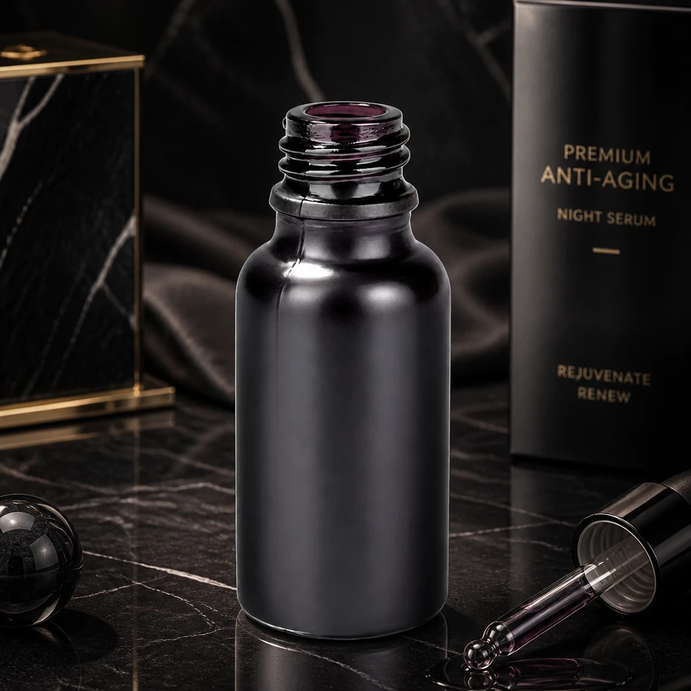 20ml Apothekerflasche BlackLine Violettglas UT18/20 UNiTWIST für professionelle Kosmetik und Pharmazie