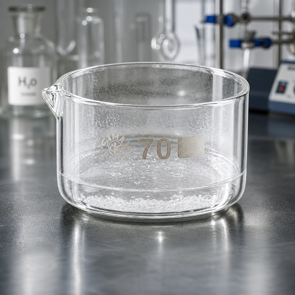 100ml Kristallisierschale mit Ausguss Borosilikat ø70mm Kristallisierschale 100ml Borosilikatglas Ø70mm mit Ausguss für Labor und Industrie