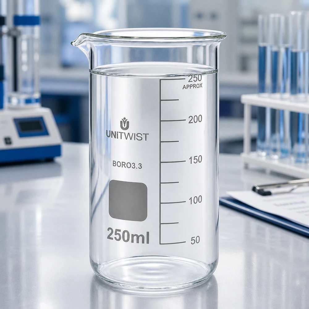 Becherglas 250ml Borosilikat hohe Form UNITWIST für professionellen Laboreinsatz im Fachhandel