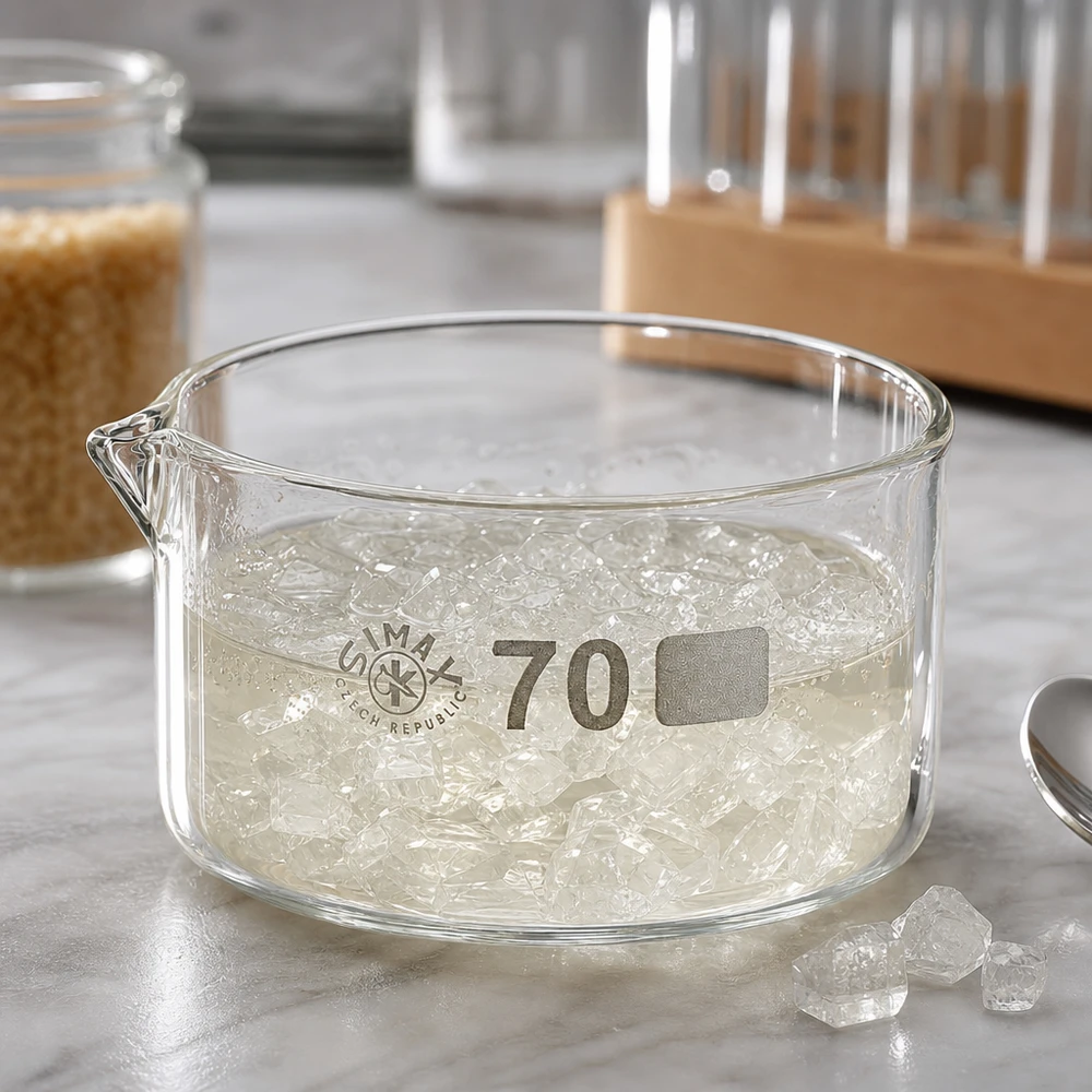 100ml Kristallisierschale mit Ausguss Borosilikat ø70mm Kristallisierschale 100ml Boro 3.3 Glas mit Ausguss ø70mm für Labor und Gewerbe Simax