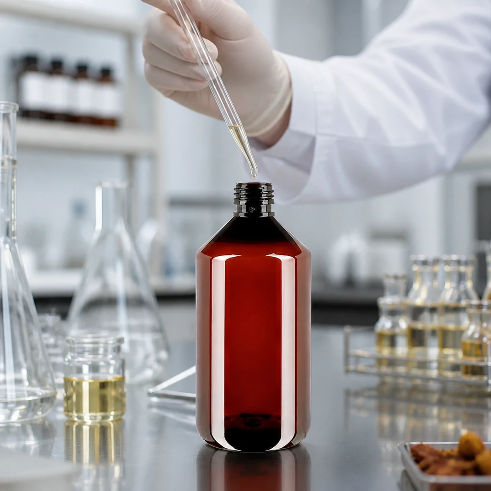 PET Flasche 750ml PP28 braun ohne Verschluss für professionellen Laboreinsatz im Fachhandel
