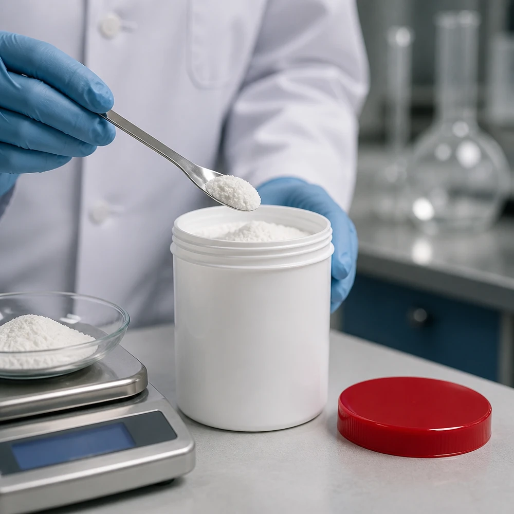 Salbenkruke 100g weiß PP-Kunststoff mit rotem Schraubdeckel für professionelle Abfüllung im Labor