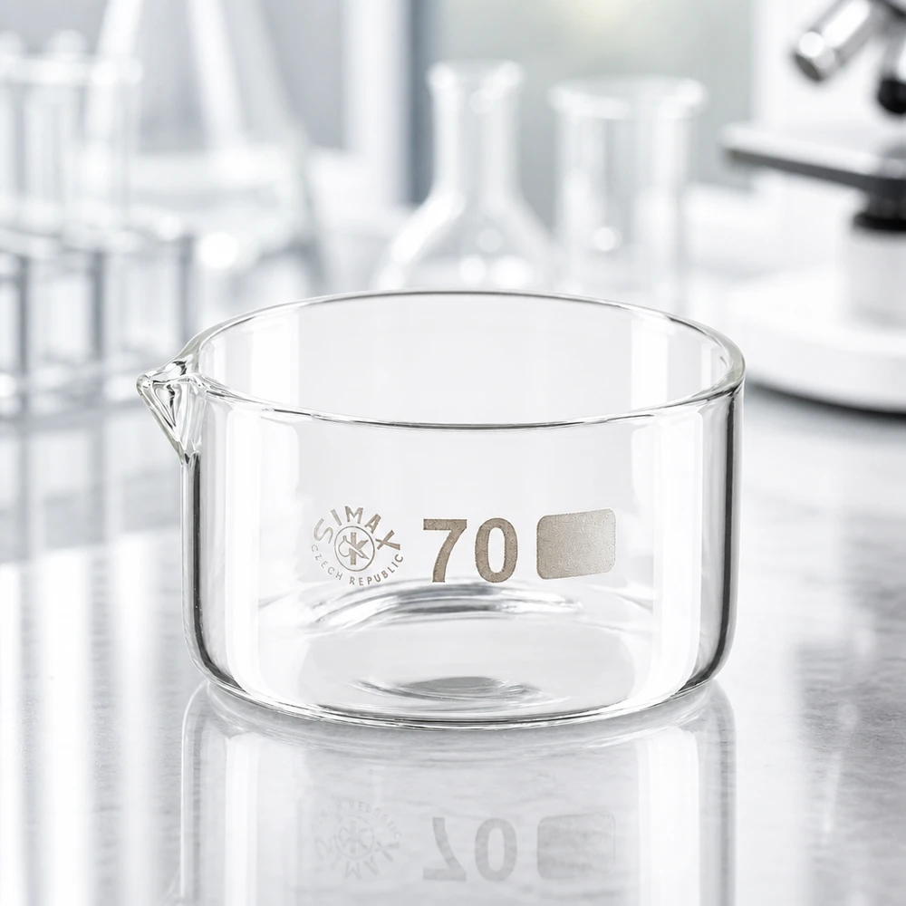 100ml Kristallisierschale mit Ausguss Borosilikat ø70mm Kristallisierschale 100ml Borosilikatglas mit Ausguss Ø70mm für Labor und Gewerbe von SIMAX