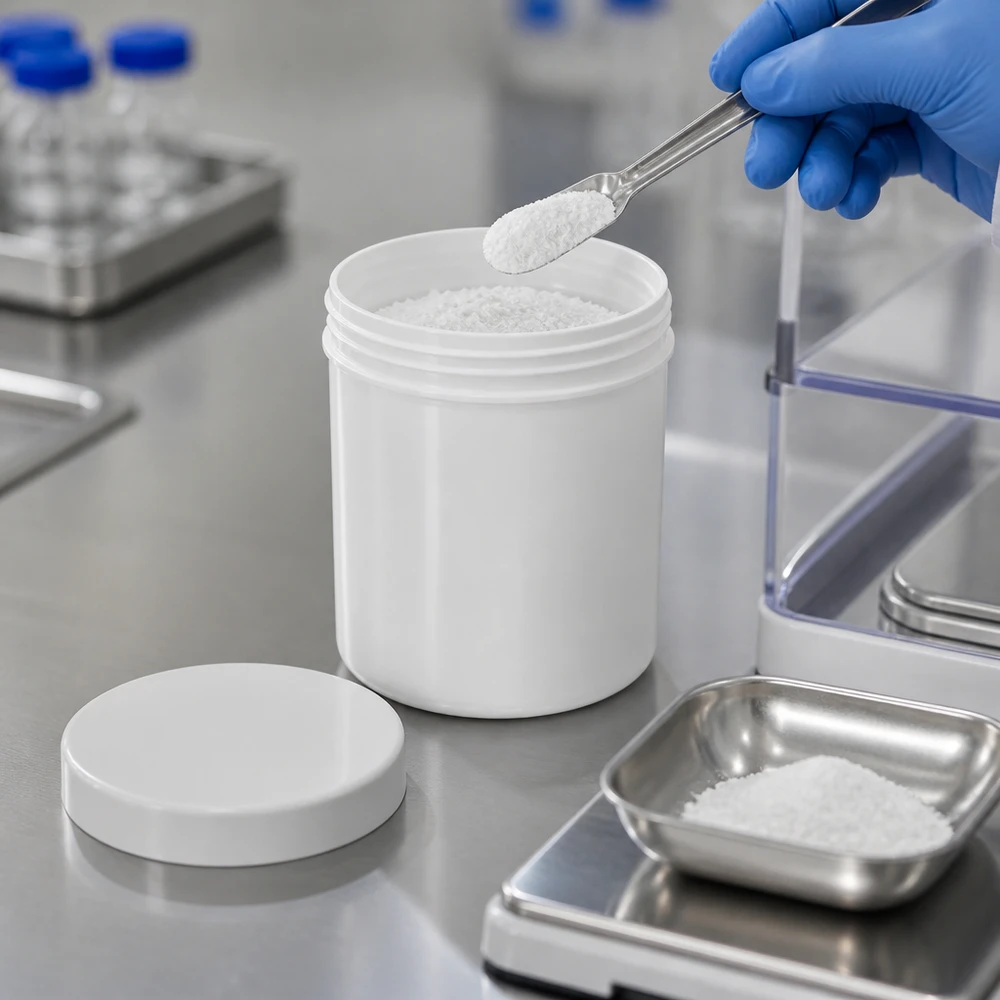 Salbenkruke 20g weiß mit weißem Schraubdeckel (Polypropylen) Salbenkruke 20g weiß PP-Kunststoff mit weißem Schraubdeckel für pharmazeutische und kosmetische Abfüllung
