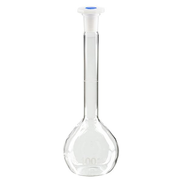 Messkolben 100ml mit Normschliff & PEHD Stopfen