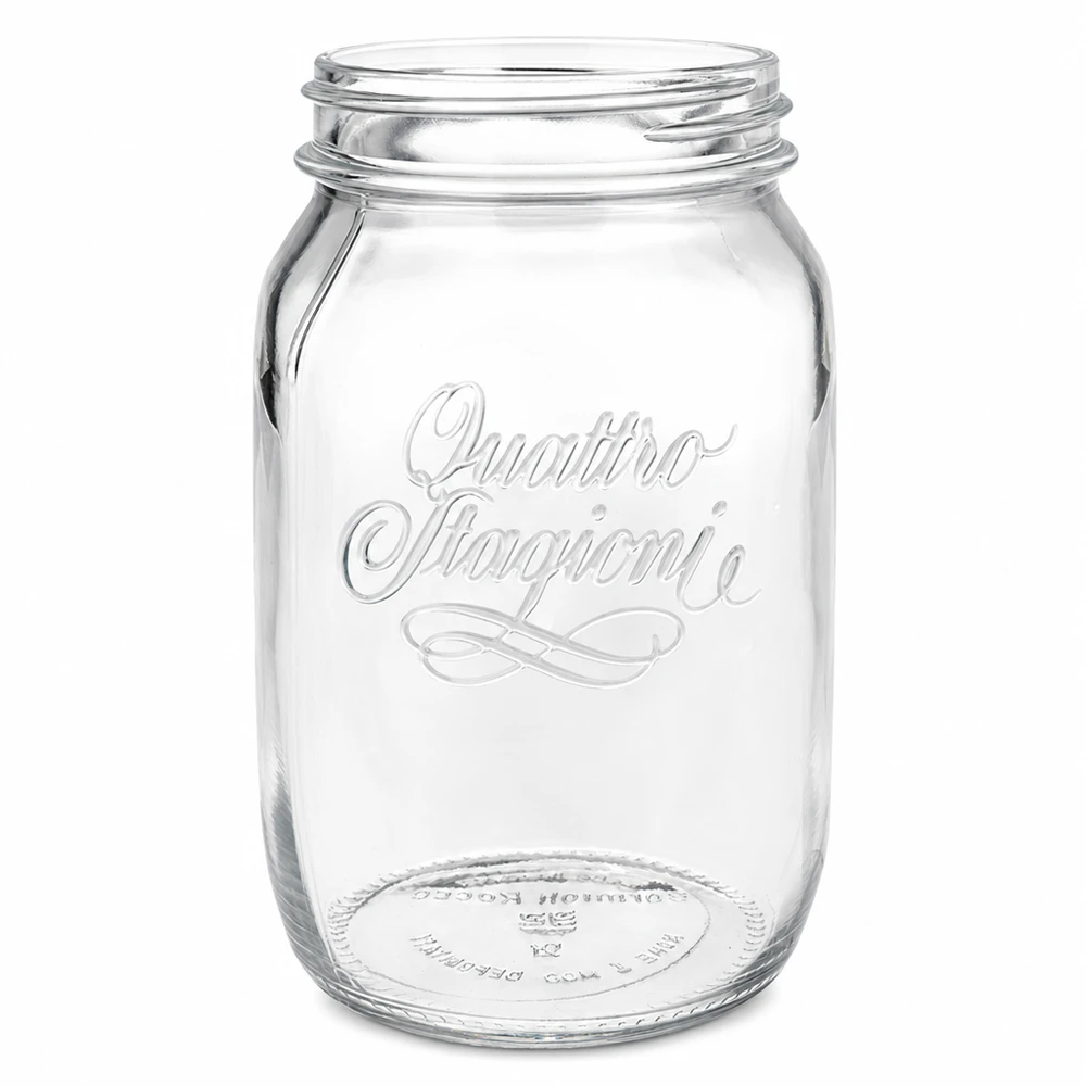 1000ml Rundglas "Quattro Stagioni" QS86mm 1000ml Quattro Stagioni Einmachglas aus klarem Glas mit Schraubgewinde für Konservierung und Aufbewahrung