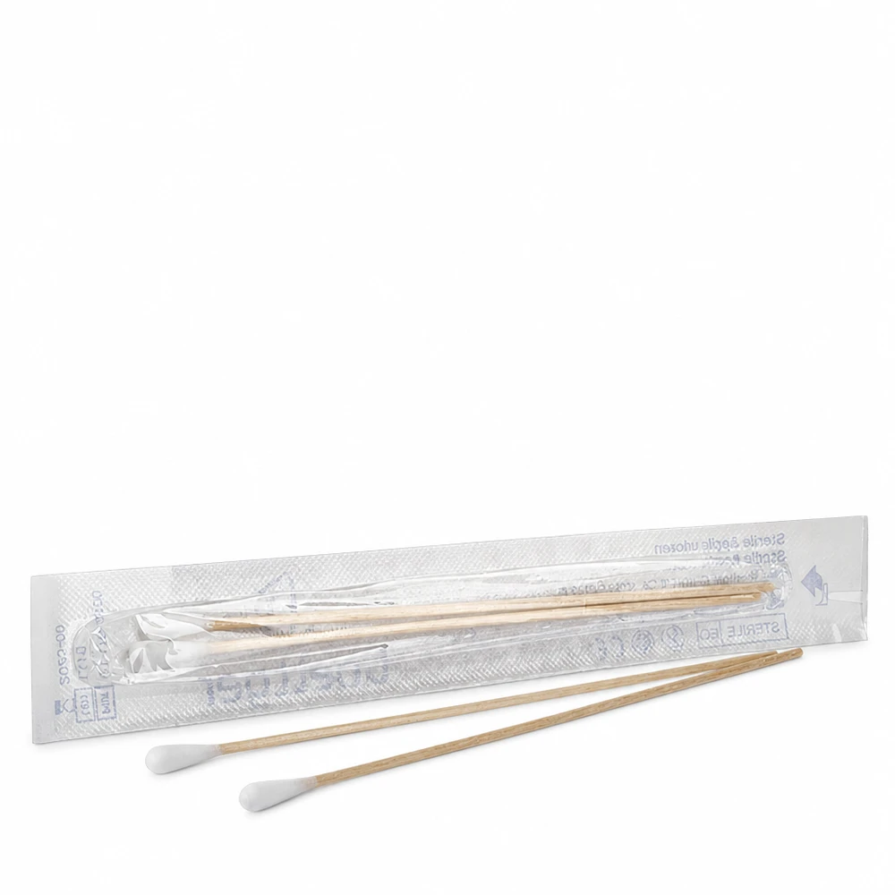 Wattestäbchen STERIL (2 Sück) Sterile Wattestäbchen 2 Stück einzeln verpackt Holzstiel medizinisch professioneller Einsatz Pacadura