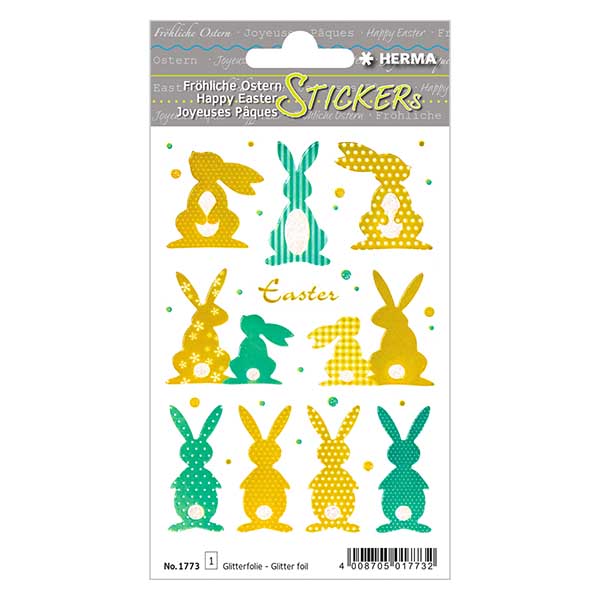 Sticker "Goldhasen" (10 Aufkleber mit Glitzer)