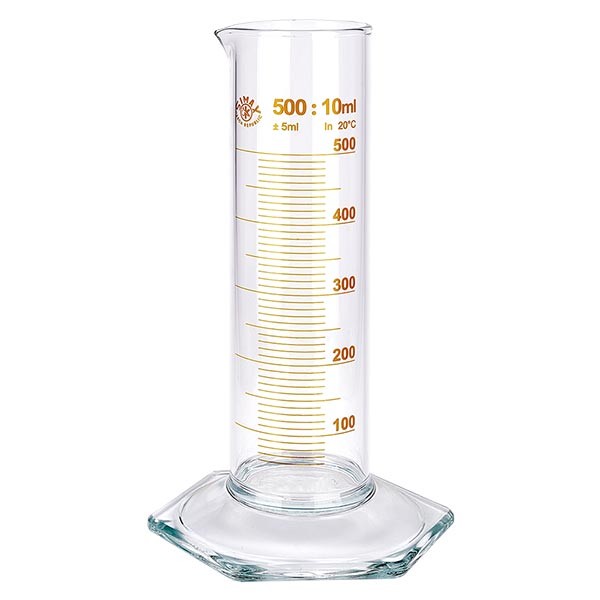 500ml Messzylinder NF aus Glas, braune Skala