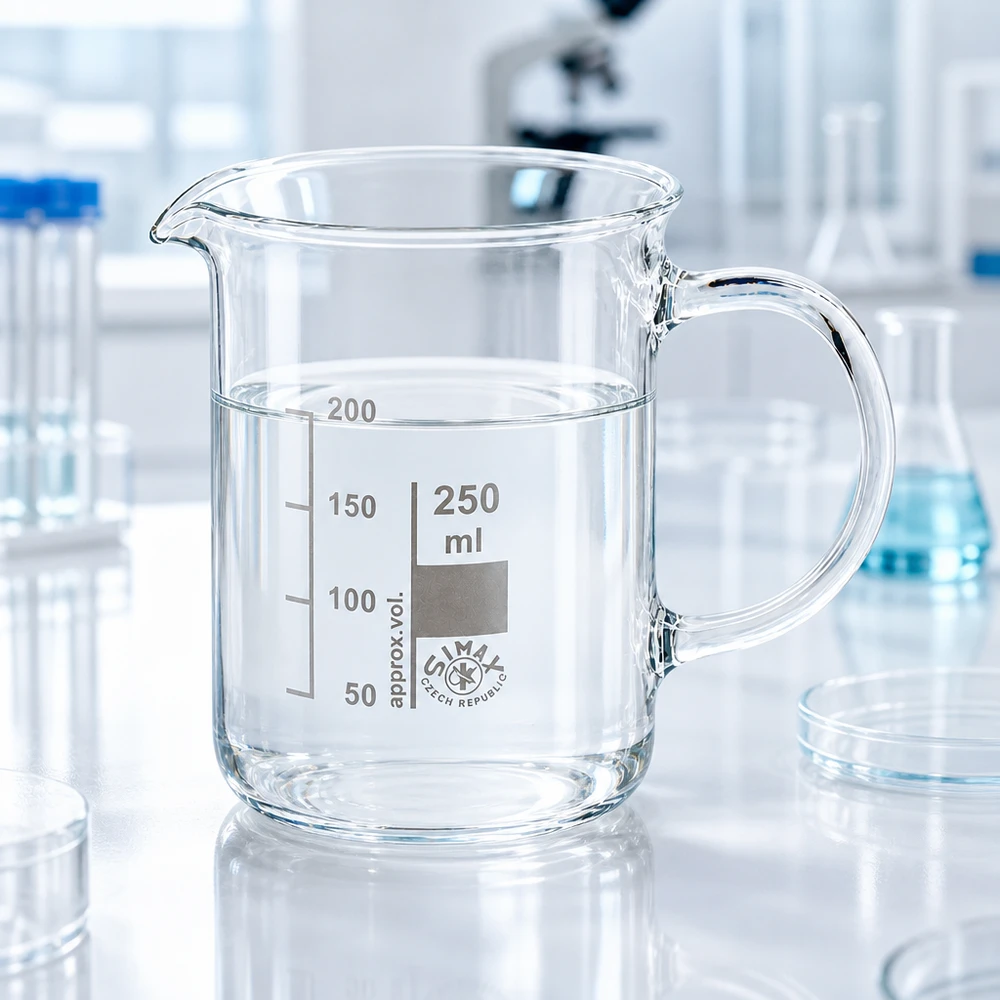 Becherglas 250 ml Borosilikatglas mit Henkel von SIMAX für professionellen Laboreinsatz