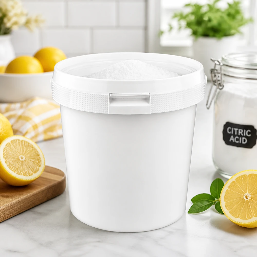 Eimer 2.5L aus weißem Kunststoff Polypropylen mit Deckel Weißer Kunststoffeimer 2,5L aus PP mit Deckel für gewerbliche Lebensmittelverpackung bei Pacadura