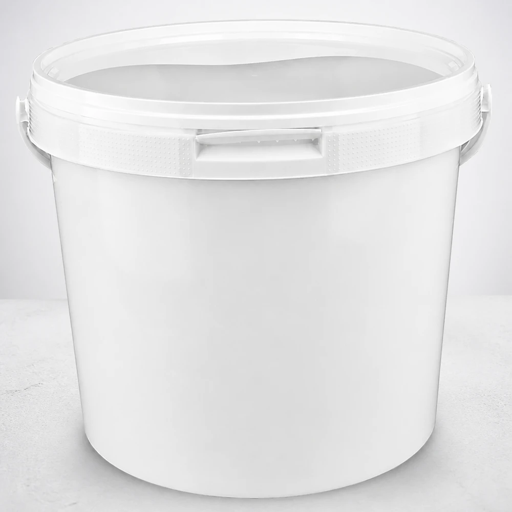 Eimer 5.6L aus weißem Kunststoff Polypropylen mit Deckel Weißer Kunststoffeimer 5,6 Liter PP mit Deckel für gewerblichen Einsatz Pacadura