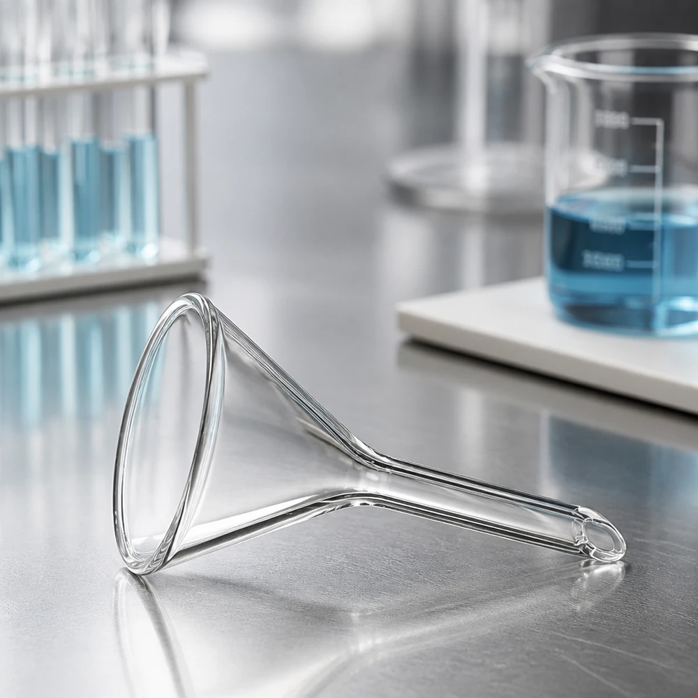 Trichter ø30mm Kalk-Soda, Winkel 60°, Kurzstil Labortrichter 30mm Durchmesser aus Kalk-Soda-Glas mit 60° Winkel und Kurzstiel für professionelle Anwendungen