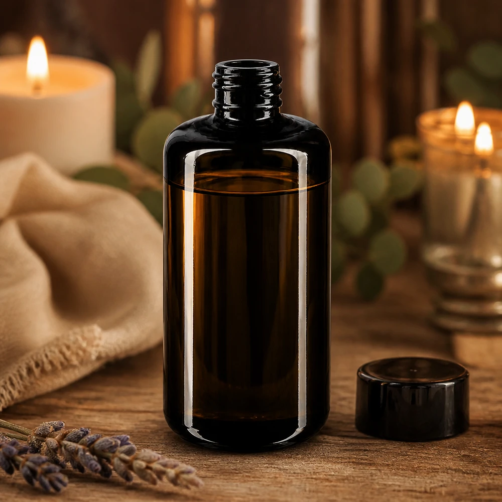 Violettglas Flasche 200ml 410/24 200ml Kosmetikflasche Draco aus Violettglas Miron für professionelle Kosmetik und ätherische Öle im Fachhandel