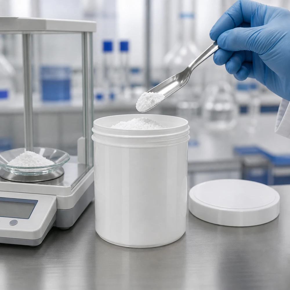 Salbenkruke 800g weiß PP mit Schraubdeckel für professionelle Laborabfüllung pharmazeutischer Pulver
