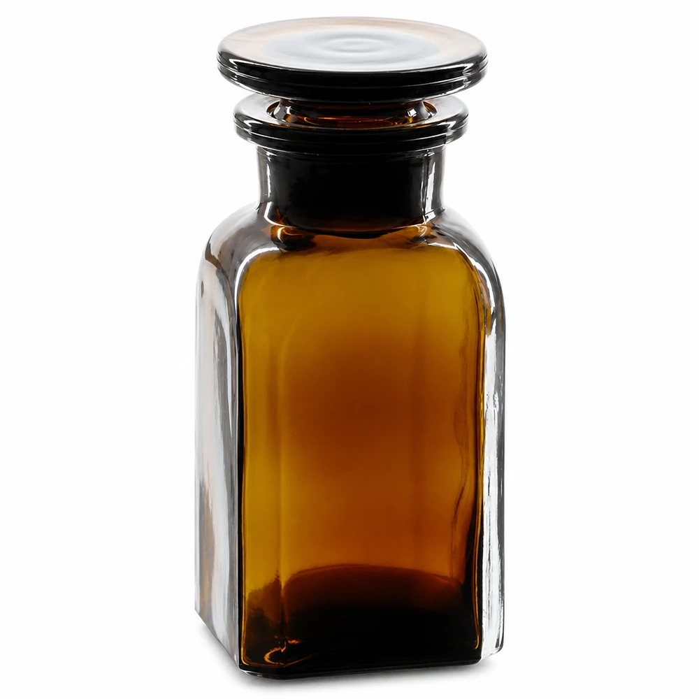Vierkantflasche 100ml braun Weithals Glasstopfen Vierkantflasche 100ml Braunglas Weithals mit Glasstopfen für pharmazeutischen und gewerblichen Einsatz