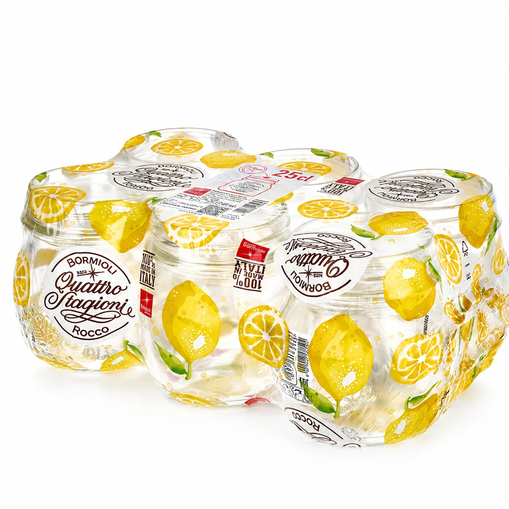 Bormioli Rocco Quattro Stagioni 250ml Einmachgläser mit Zitronenmotiv und Schraubdeckel 6er Set