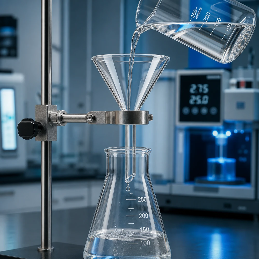 Borosilikat-Trichter 55mm Durchmesser 60° Winkel Kurzstil für professionelle Laboranwendungen bei Pacadura