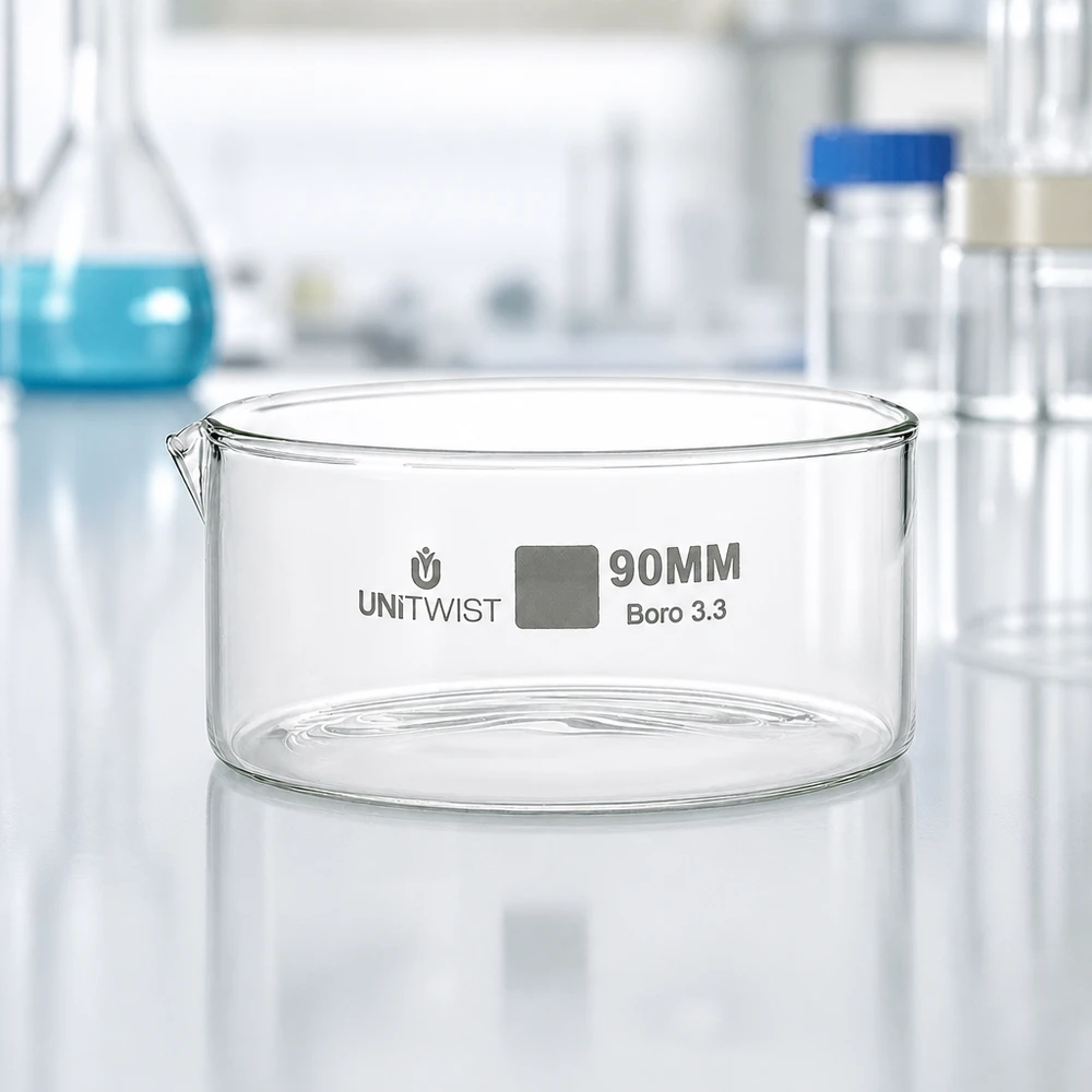 Kristallisierschale ø90mm Borosilikatglas UNiTWIST Kristallisierschale 90mm Borosilikatglas 3.3 UNiTWIST für Labor und Gewerbe hitzebeständig chemikalienresistent