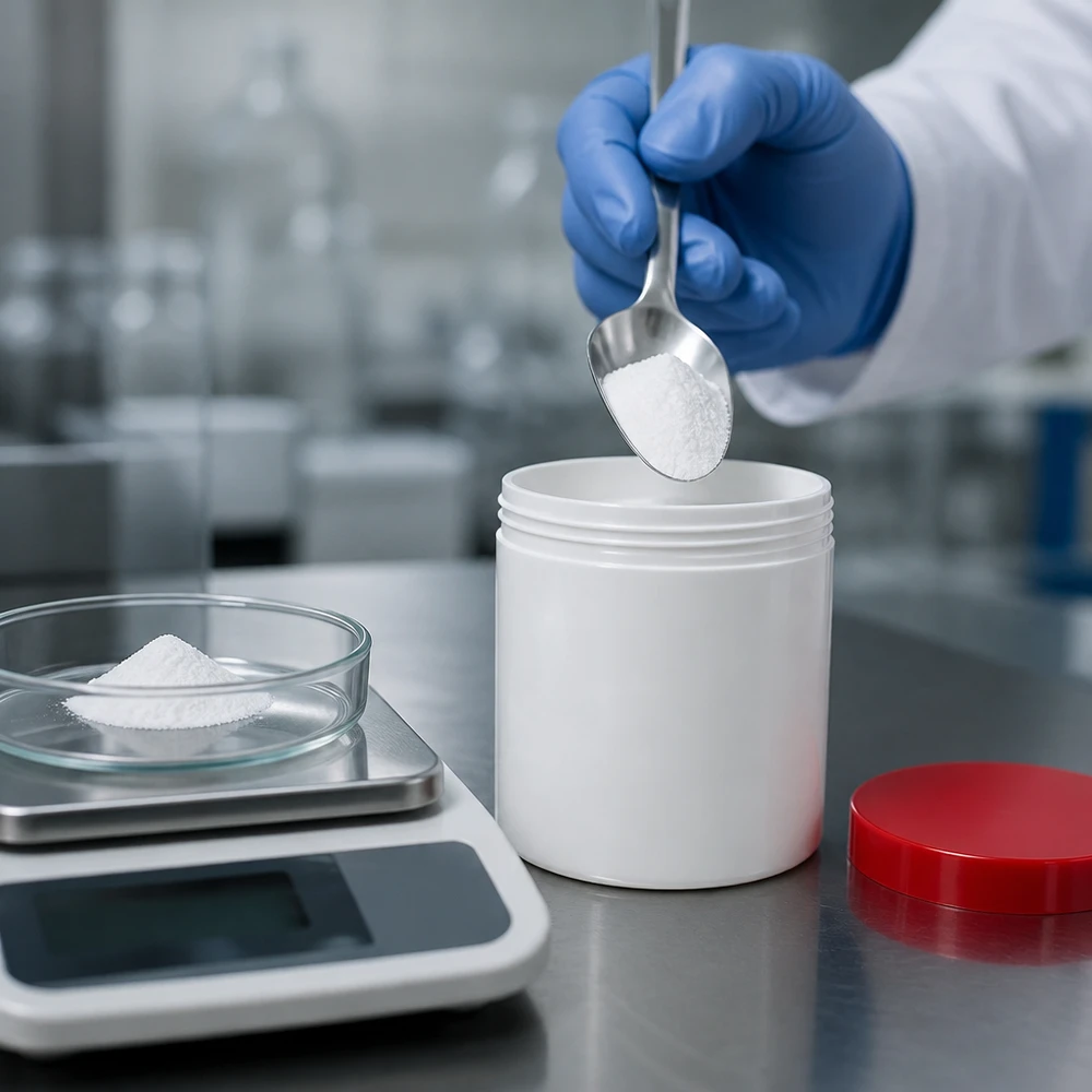 Salbenkruke 10g weiß PP-Kunststoff mit rotem Schraubdeckel für professionelle Abfüllung im Labor