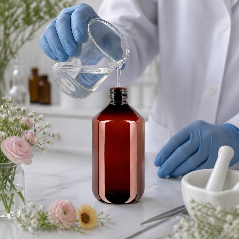 PET Flasche 500ml braun PP28 ohne Verschluss für professionellen Labor und Pharmaeinsatz