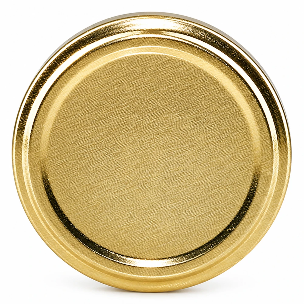 63mm TO63 BasicSeal Twist-Off-Deckel gold aus Weißblech für gewerbliche Abfüllung in großen Mengen