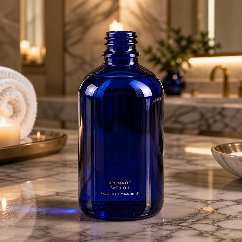 Tropfflasche 100ml DIN 18 BLAUGLAS 100ml blaue Apothekenflasche aus ApoGlas für professionelle Anwendung in Pharmazie und Kosmetik bei Pacadura