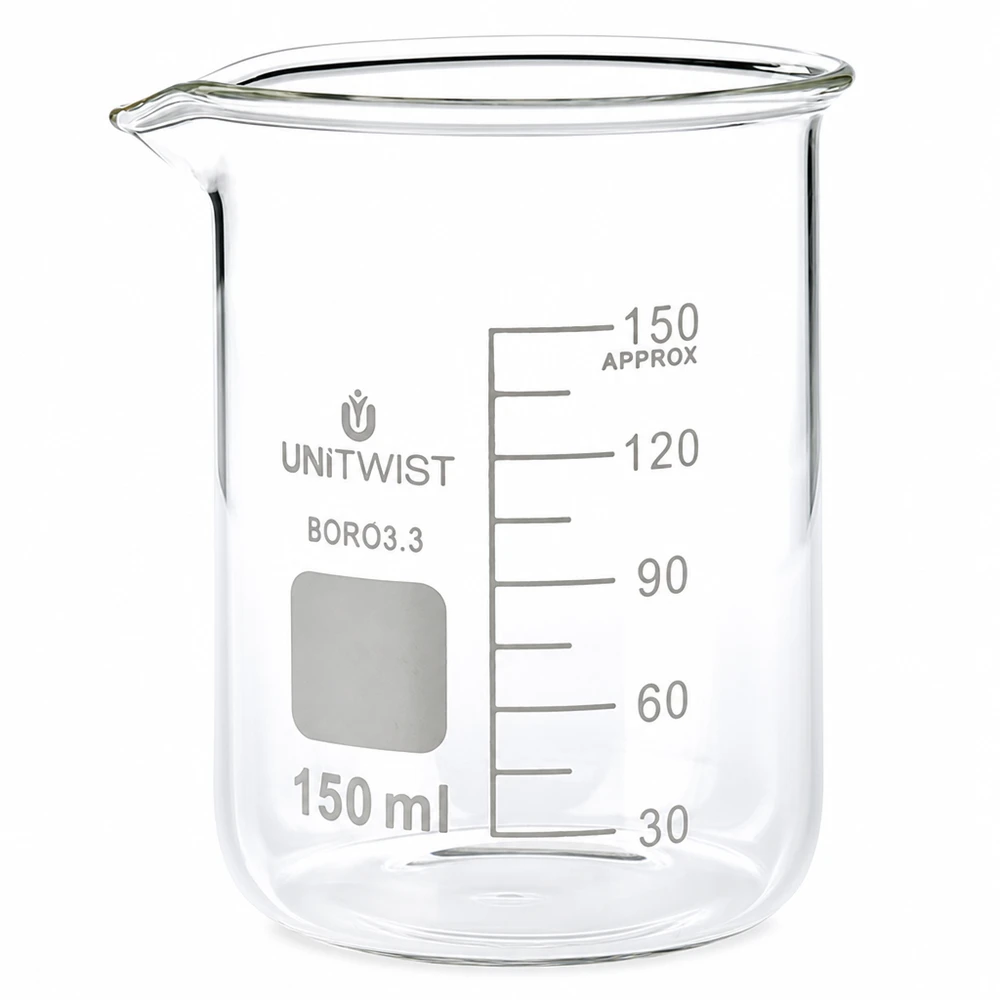 Becherglas 150ml Borosilikat 3.3 niedrige Form UNiTwist Laborglas für gewerblichen Einsatz