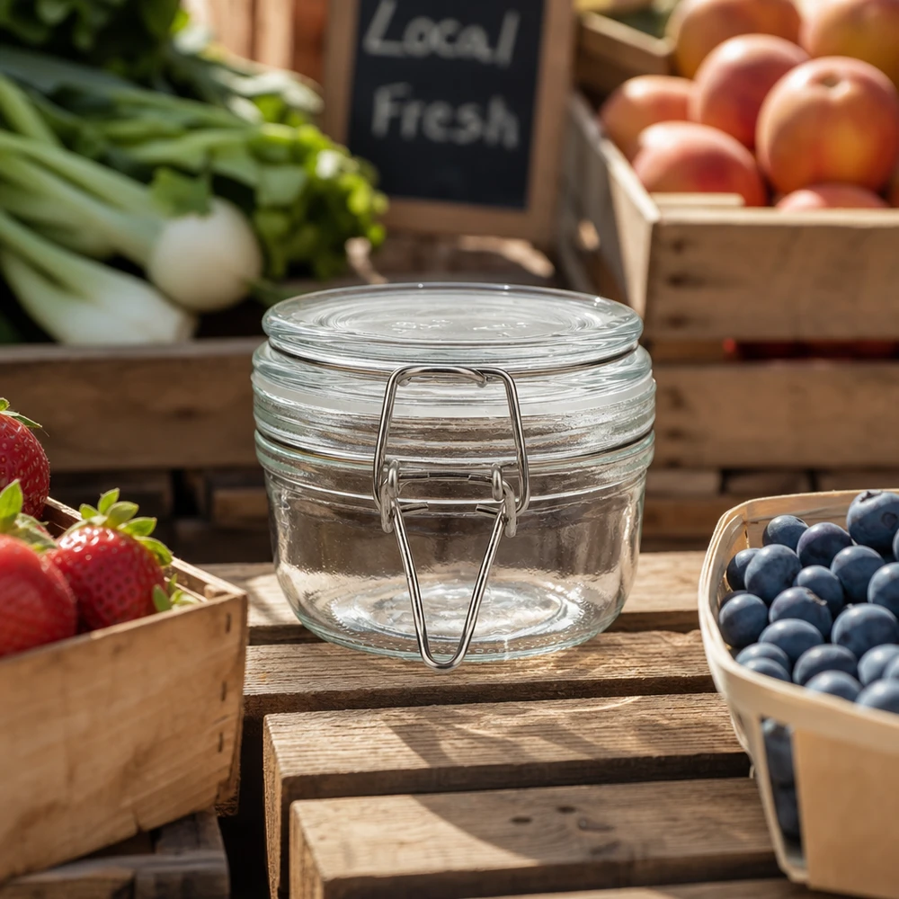 200ml Vorratsglas mit Silikonring und Bügelverschluss UNiTWIST 200ml Vorratsglas mit Bügelverschluss für professionelle Lagerung und Präsentation von Lebensmitteln im Fachhandel