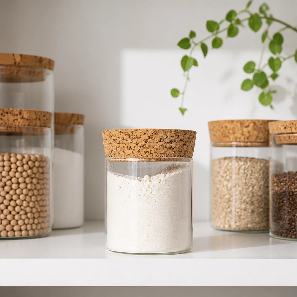 Professionelle Vorratshaltung mit WECK Korken RR40 Naturkork 40mm Öffnung Gewerbetreibende Küchenlagerung moderne Gläser