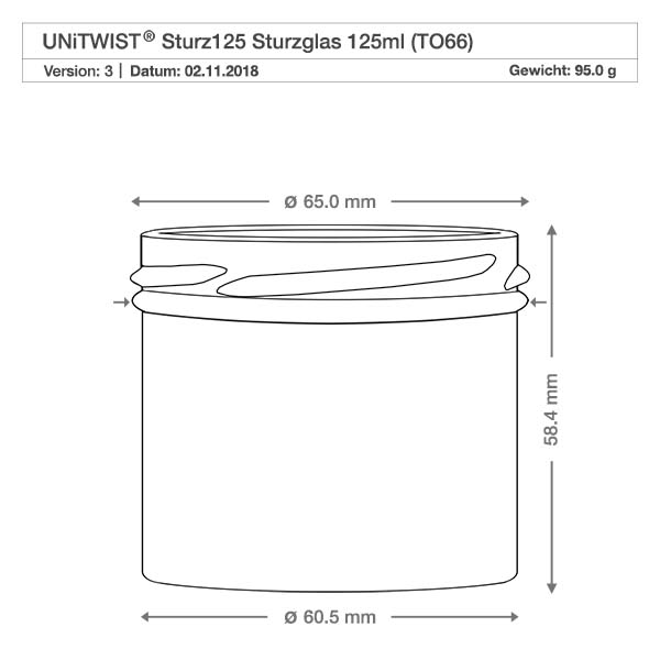 125ml Sturzglas ohne Deckel (TO66) UNiTWIST