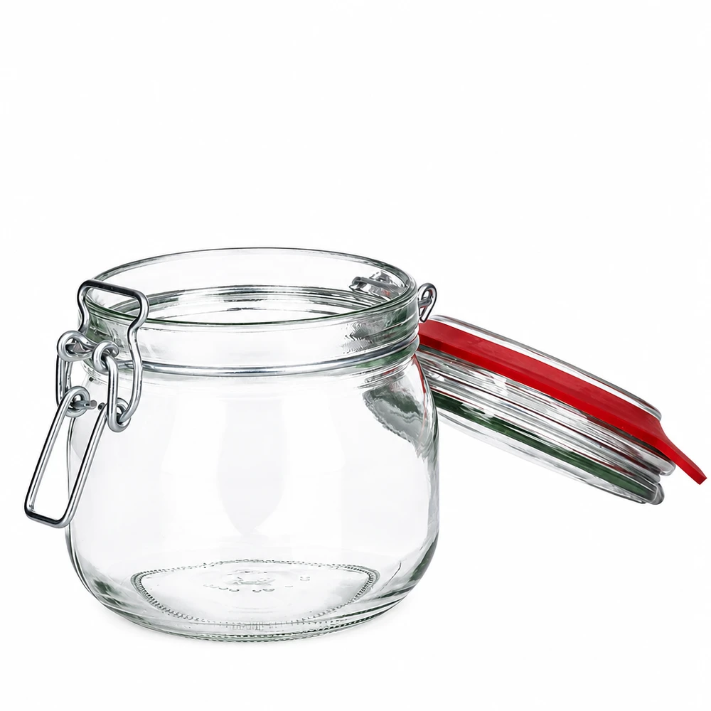 634ml Vorratsglas mit Bügelverschluss für professionelle Lagerung - Klarglas mit roter Gummidichtung für Gewerbe