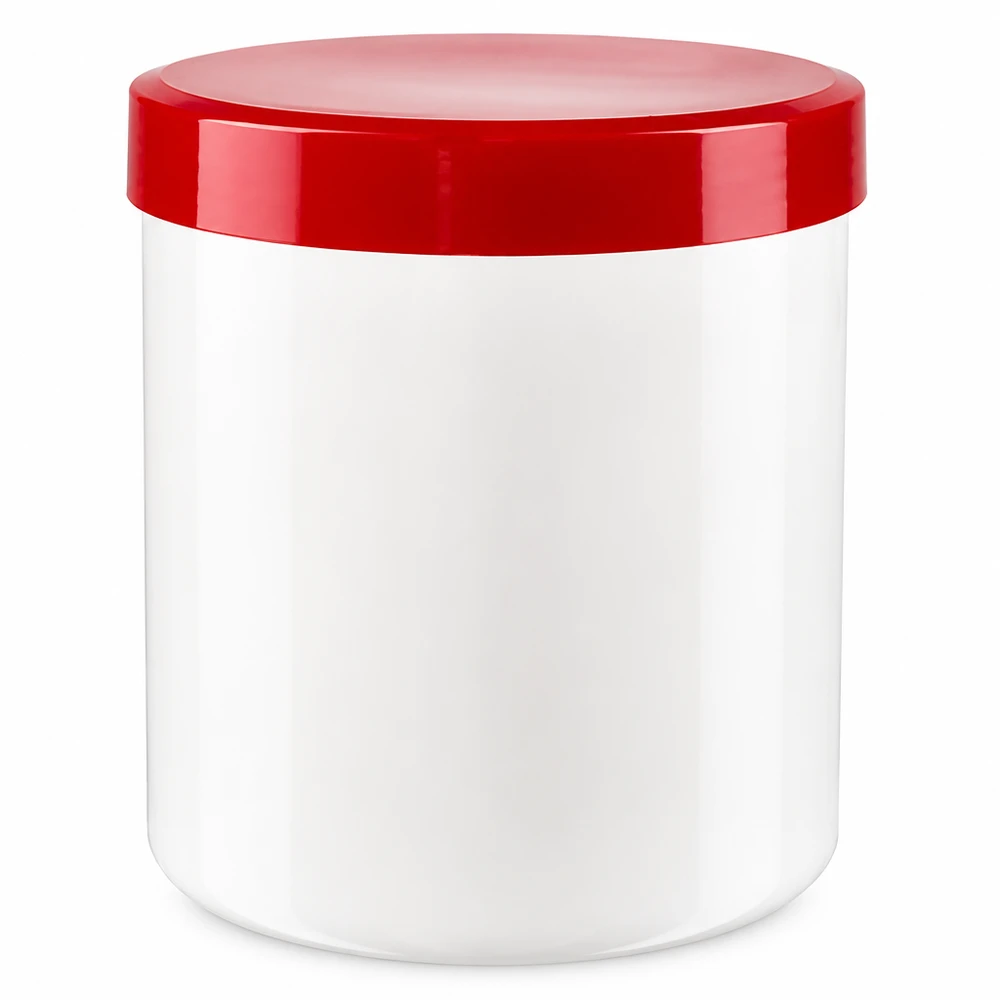 Salbenkruke 20g weiss mit rotem PP-Schraubdeckel für professionelle Abfüllung im Fachhandel