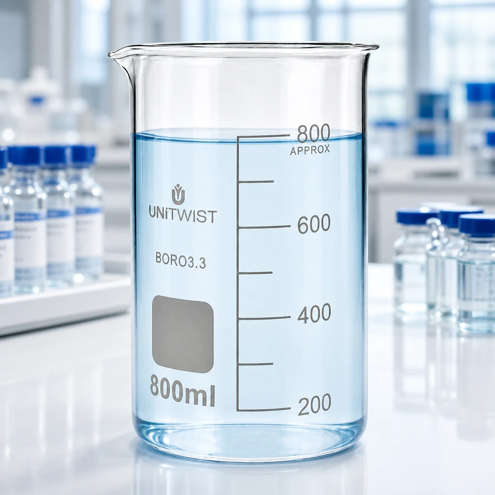 Becherglas 800ml Borosilikat hohe Form UNITWIST für Labor und Gewerbe professionelle Glasware