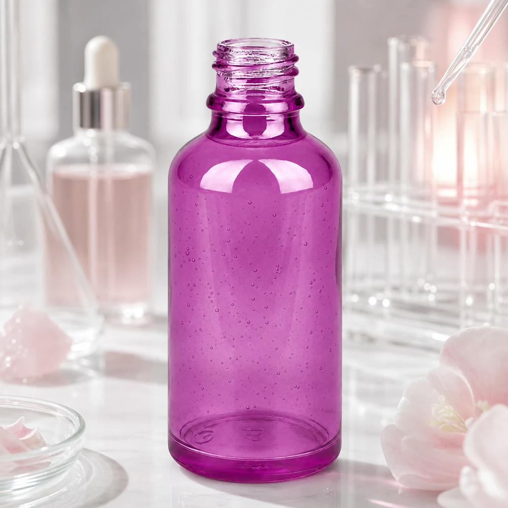50ml Apothekenflasche PurpleLine UT18/50 UNiTWIST 50ml Apothekerflasche violett Glas UT18/50 UNiTWIST Gewinde für professionelle Kosmetik und Pharmazie