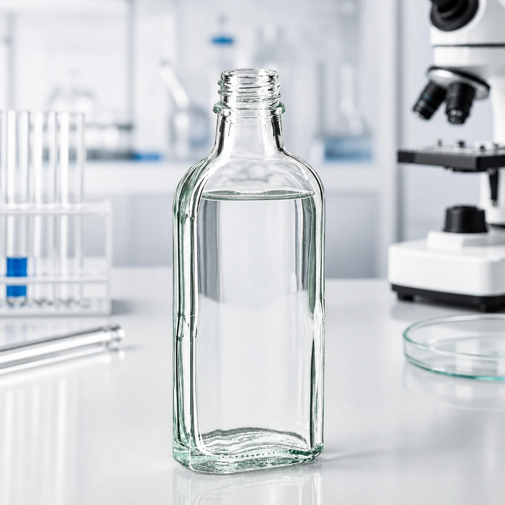 100 ml Meplatflasche klar DIN22 100 ml Meplatflasche klar aus Glas mit DIN22 Gewinde für professionellen Laboreinsatz