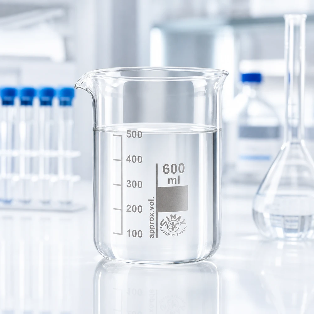 Becherglas 600ml Borosilikatglas niedrige Form für professionelle Laboranwendungen bei Pacadura.de