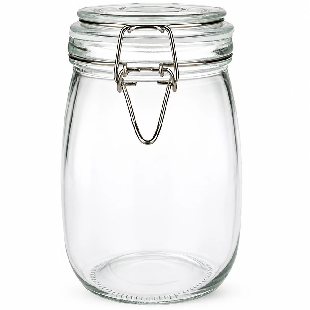 1000ml Vorratsglas mit Bügelverschluss aus robustem Glas für professionelle Lagerung im Fachhandel