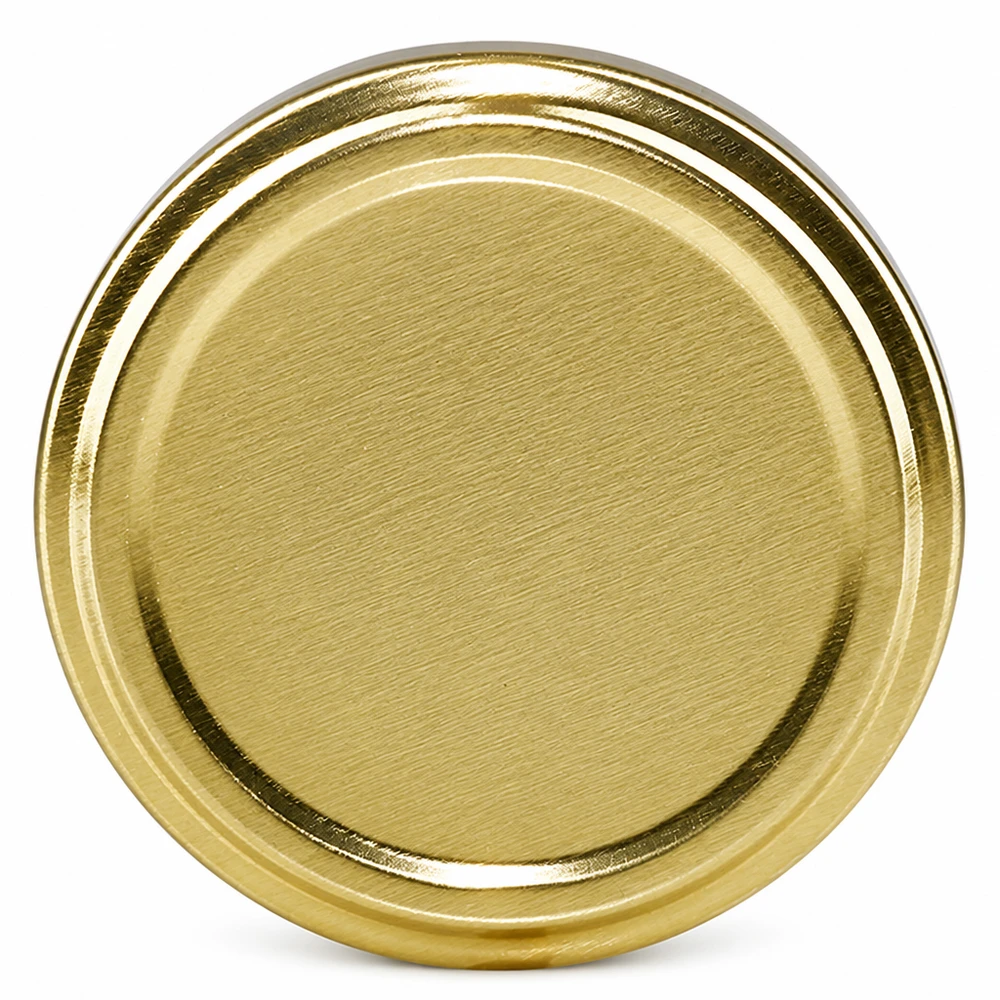 58mm BasicSeal Deckel gold (TO58) UNiTWIST 58mm BasicSeal Twist-Off Deckel TO58 gold aus Weißblech für gewerbliche Abfüllung im Großhandel