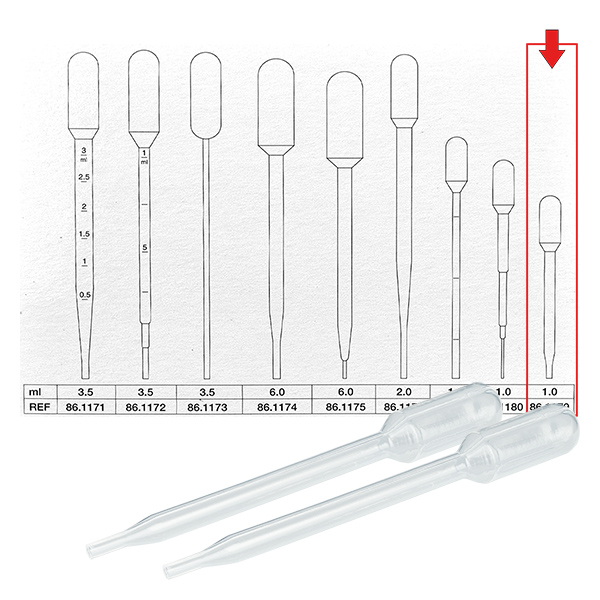 1ml Transferpipette (87x10mm) ohne Graduierung