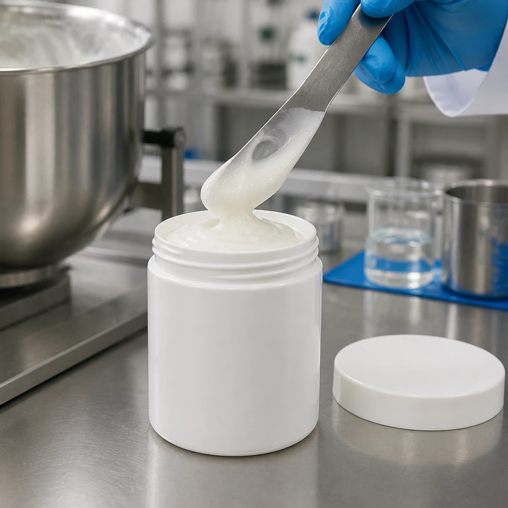 Salbenkruke 100g weiß PP-Kunststoff mit weißem Schraubdeckel für professionelle Abfüllung im Labor